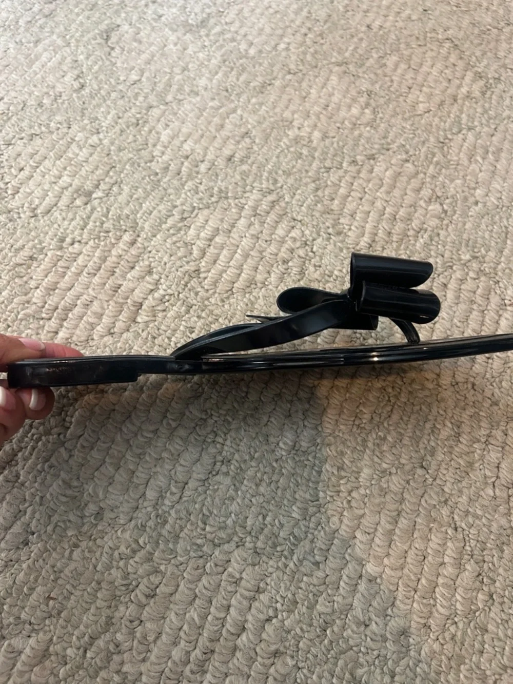 BCBGeneration Black Patent Bow Flip Sandal - Picture 9 of 11